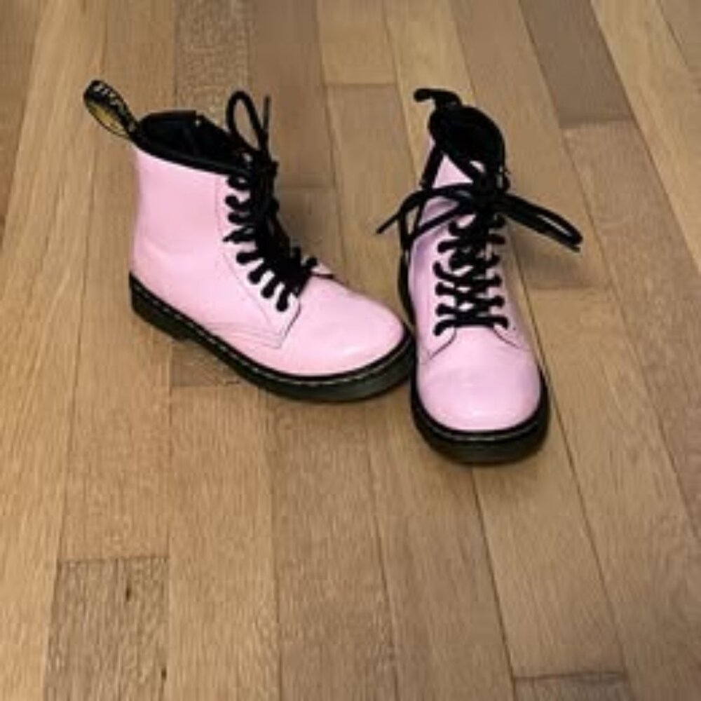 Girls Glossy Pink Dr. Martens Girls Boots - Size 11